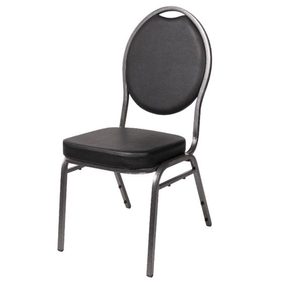 Banketová stolička HERMAN DELUXE EKO, 166 čierna-strieborná/čierna eko-koža