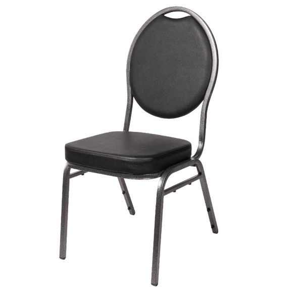 Banketová stolička HERMAN DELUXE EKO, 166 čierna-strieborná/čierna eko-koža