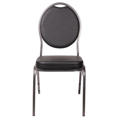 Banketová stolička HERMAN DELUXE EKO, 166 čierna-strieborná/čierna eko-koža 2