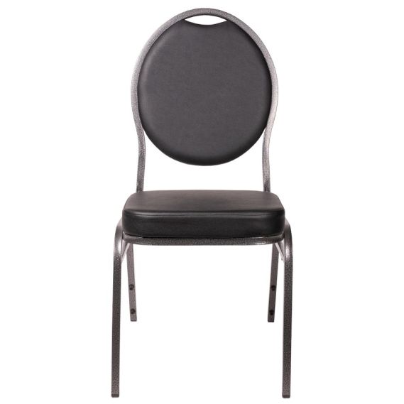 Banketová stolička HERMAN DELUXE EKO, 166 čierna-strieborná/čierna eko-koža