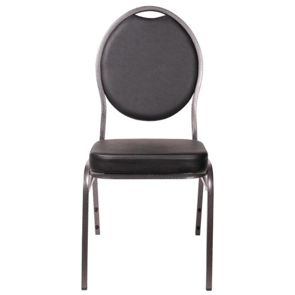 Banketová stolička HERMAN DELUXE EKO, 166 čierna-strieborná/čierna eko-koža