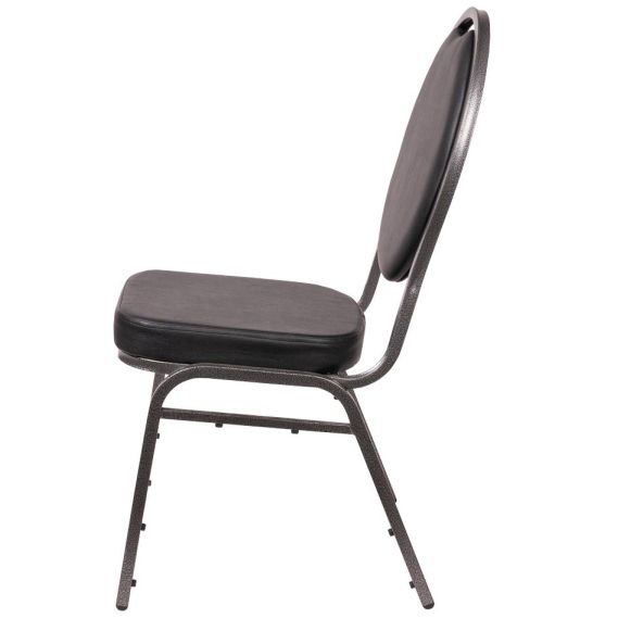 Banketová stolička HERMAN DELUXE EKO, 166 čierna-strieborná/čierna eko-koža