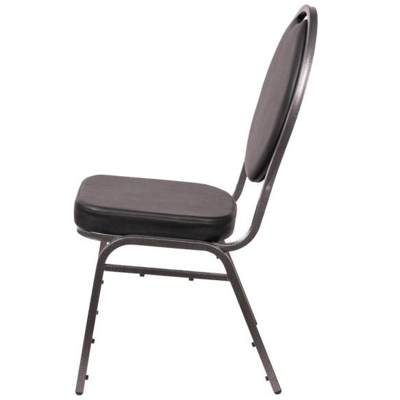 Banketová stolička HERMAN DELUXE EKO, 166 čierna-strieborná/čierna eko-koža