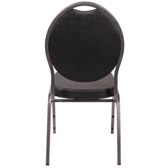 Banketová stolička HERMAN DELUXE EKO, 166 čierna-strieborná/čierna eko-koža