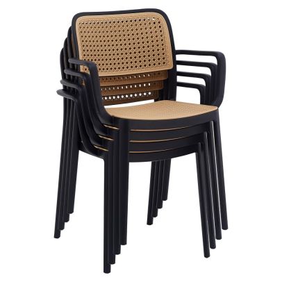 Stohovateľná stolička, čierna/béžová, RAVID NEW TYP 2 2