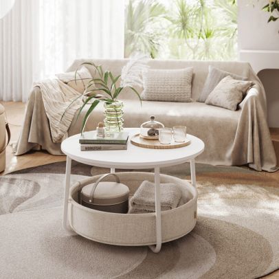 Konferenčný stolík 75x75x45cm, mdf, biela, AFK-E1144 WT 2