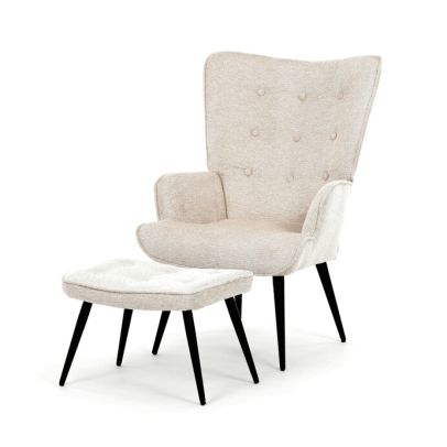 Relaxačné kreslo, béžová, zamatová látka, AK-303 CRM2