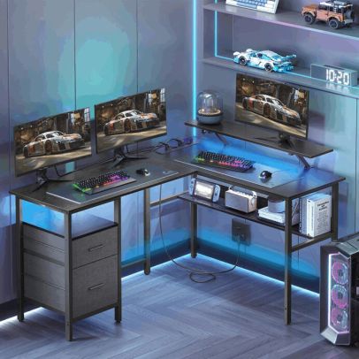 Pc stôl 150x120cm, mdf, čierna, APC-E1395 BK 2