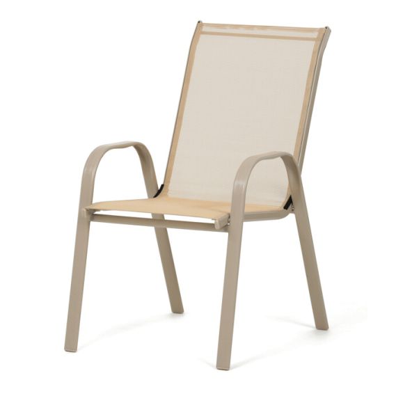 Záhradná stolička, kov, sieťovina, krémová, AZC-C1000 CRM