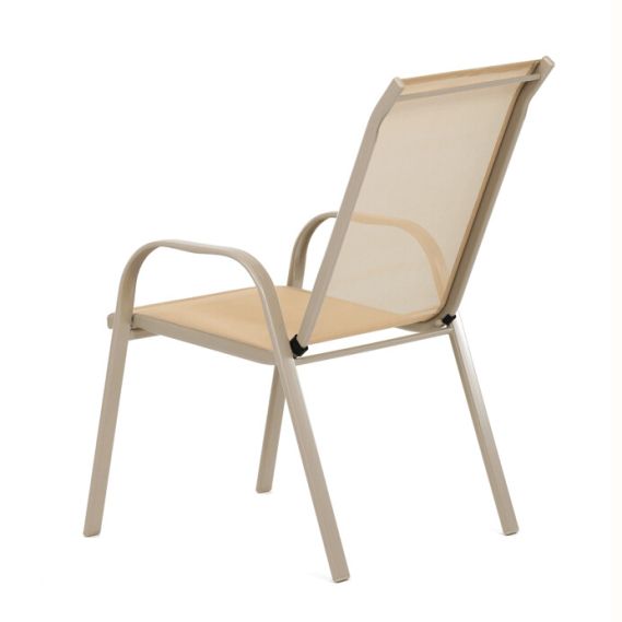 Záhradná stolička, kov, sieťovina, krémová, AZC-C1000 CRM