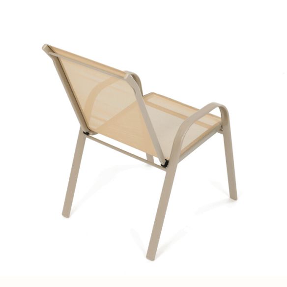 Záhradná stolička, kov, sieťovina, krémová, AZC-C1000 CRM