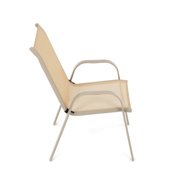 Záhradná stolička, kov, sieťovina, krémová, AZC-C1000 CRM