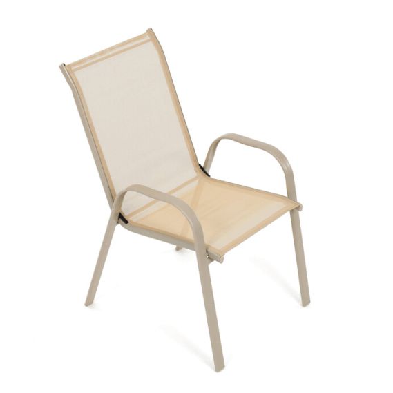 Záhradná stolička, kov, sieťovina, krémová, AZC-C1000 CRM