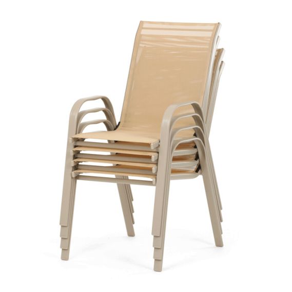 Záhradná stolička, kov, sieťovina, krémová, AZC-C1000 CRM