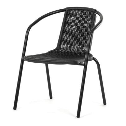 Záhradná stolička, kov, plast, čierna, AZC-H1001 BK