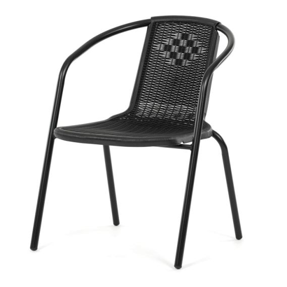 Záhradná stolička, kov, plast, čierna, AZC-H1001 BK