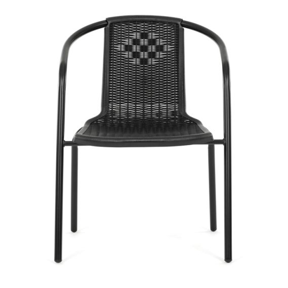 Záhradná stolička, kov, plast, čierna, AZC-H1001 BK
