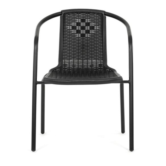 Záhradná stolička, kov, plast, čierna, AZC-H1001 BK