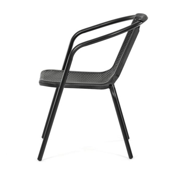 Záhradná stolička, kov, plast, čierna, AZC-H1001 BK