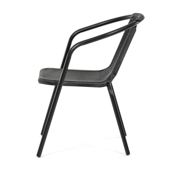 Záhradná stolička, kov, plast, čierna, AZC-H1001 BK