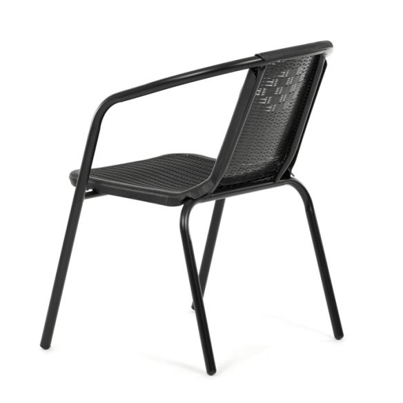 Záhradná stolička, kov, plast, čierna, AZC-H1001 BK