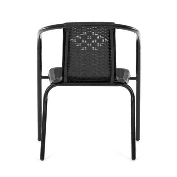 Záhradná stolička, kov, plast, čierna, AZC-H1001 BK