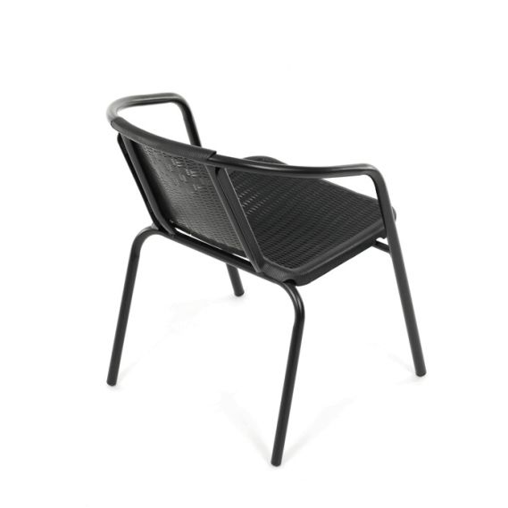 Záhradná stolička, kov, plast, čierna, AZC-H1001 BK