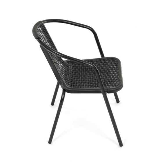 Záhradná stolička, kov, plast, čierna, AZC-H1001 BK