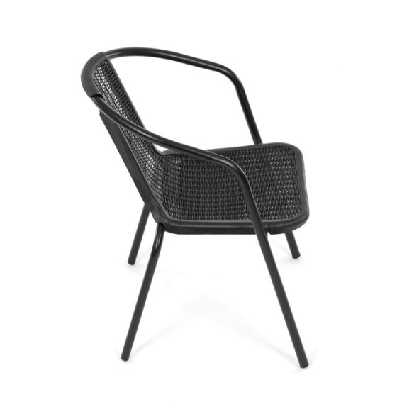 Záhradná stolička, kov, plast, čierna, AZC-H1001 BK