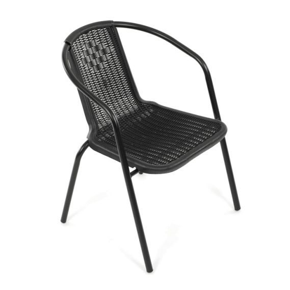Záhradná stolička, kov, plast, čierna, AZC-H1001 BK
