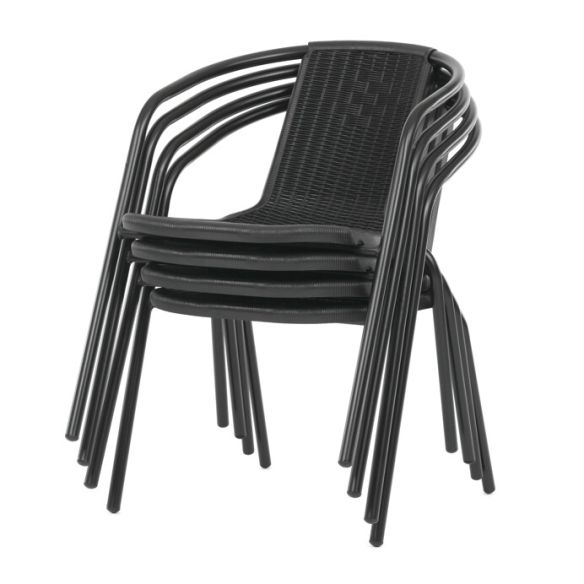 Záhradná stolička, kov, plast, čierna, AZC-H1001 BK