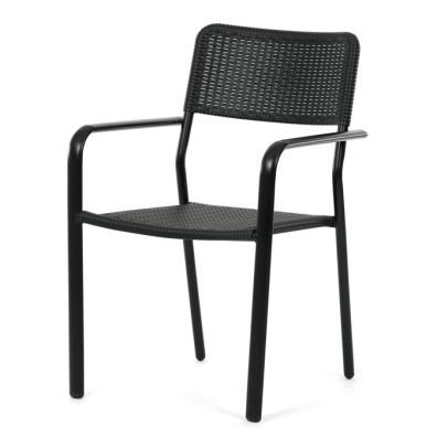 Záhradná stolička, kov, plast, čierna, AZC-H1021 BK