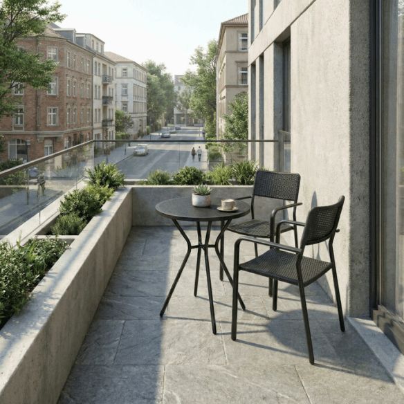 Záhradná stolička, kov, plast, čierna, AZC-H1021 BK