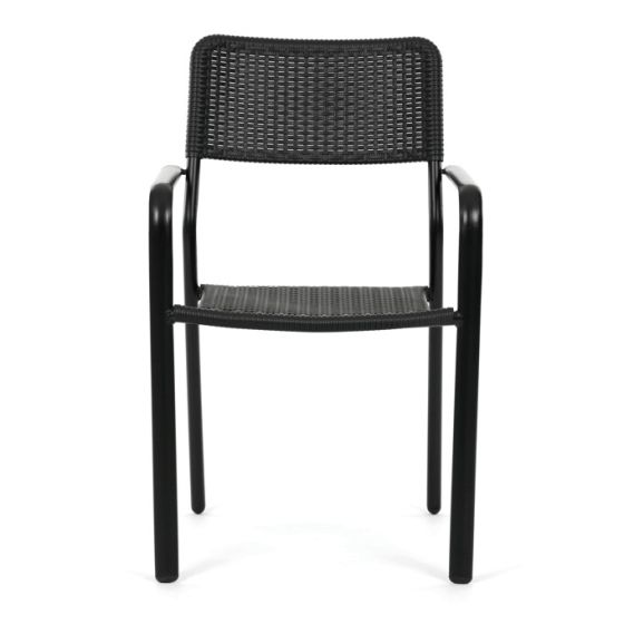 Záhradná stolička, kov, plast, čierna, AZC-H1021 BK