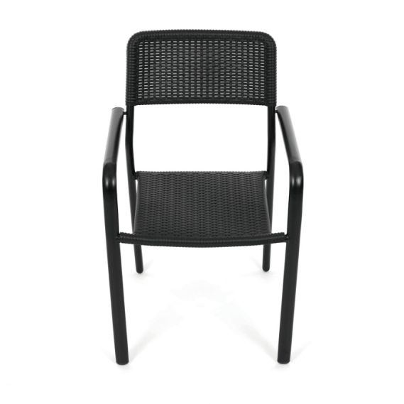 Záhradná stolička, kov, plast, čierna, AZC-H1021 BK