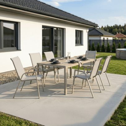 Záhradná stolička, kov, sieťovina, béžová, AZC-S1048 CRM 2