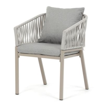 Záhradná stolička, kov, polyratan, béžová, AZC-S1430 CRM