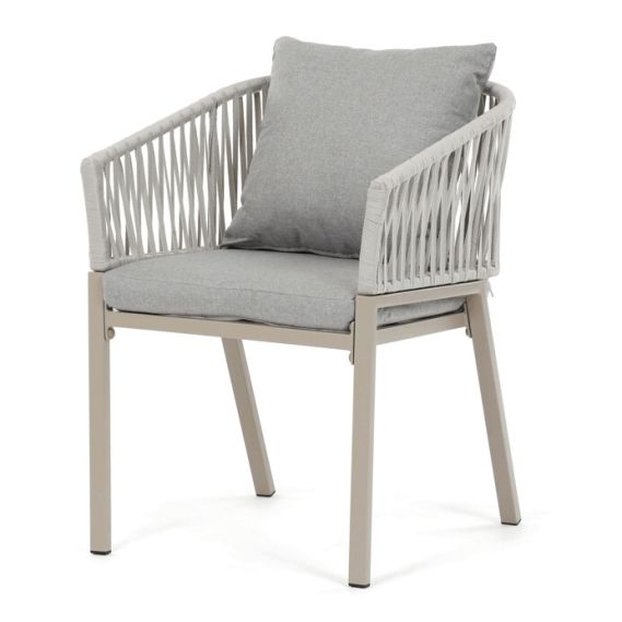 Záhradná stolička, kov, polyratan, béžová, AZC-S1430 CRM