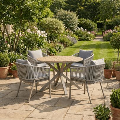 Záhradná stolička, kov, polyratan, béžová, AZC-S1430 CRM 2