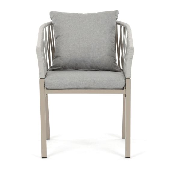 Záhradná stolička, kov, polyratan, béžová, AZC-S1430 CRM