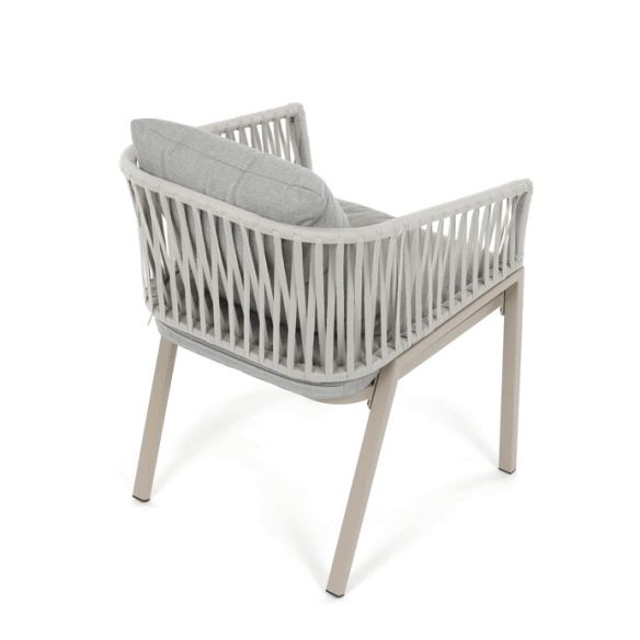 Záhradná stolička, kov, polyratan, béžová, AZC-S1430 CRM