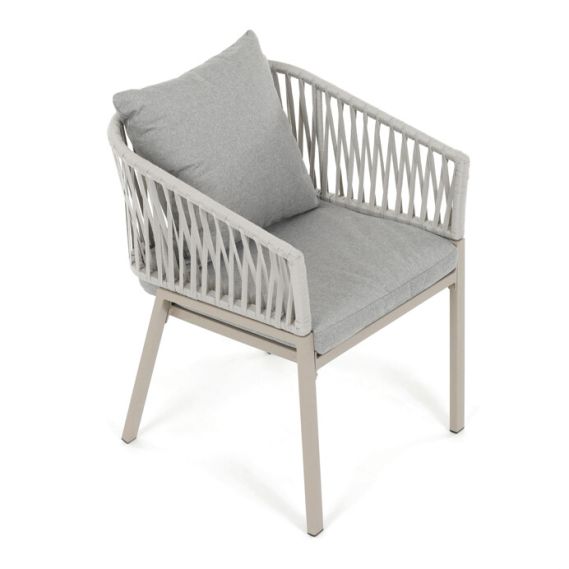 Záhradná stolička, kov, polyratan, béžová, AZC-S1430 CRM