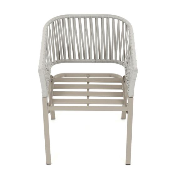 Záhradná stolička, kov, polyratan, béžová, AZC-S1430 CRM