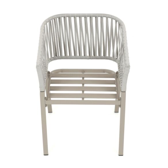 Záhradná stolička, kov, polyratan, béžová, AZC-S1430 CRM