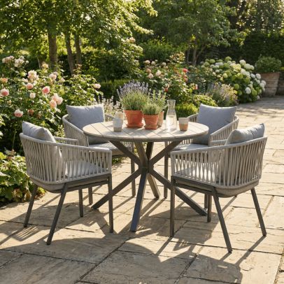 Záhradná stolička, kov, polyratan, šedá, AZC-S1430 GREY 2