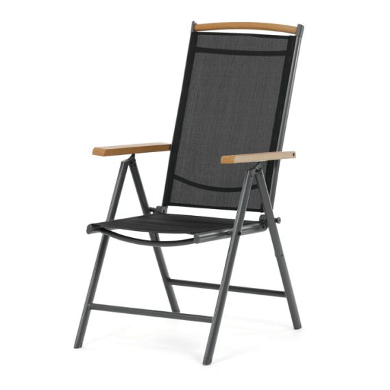 Záhradná stolička, hliník, sieťovina, šedá, AZC-W1408 GREY