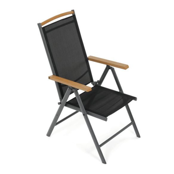 Záhradná stolička, hliník, sieťovina, šedá, AZC-W1408 GREY