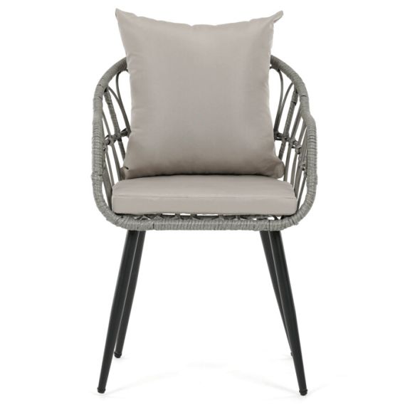 Záhradná stolička, kov, polyratan, šedá, AZ-F1406 GREY