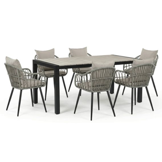 Záhradná stolička, kov, polyratan, šedá, AZ-F1406 GREY