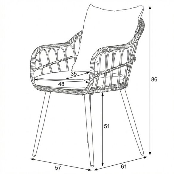 Záhradná stolička, kov, polyratan, šedá, AZ-F1406 GREY